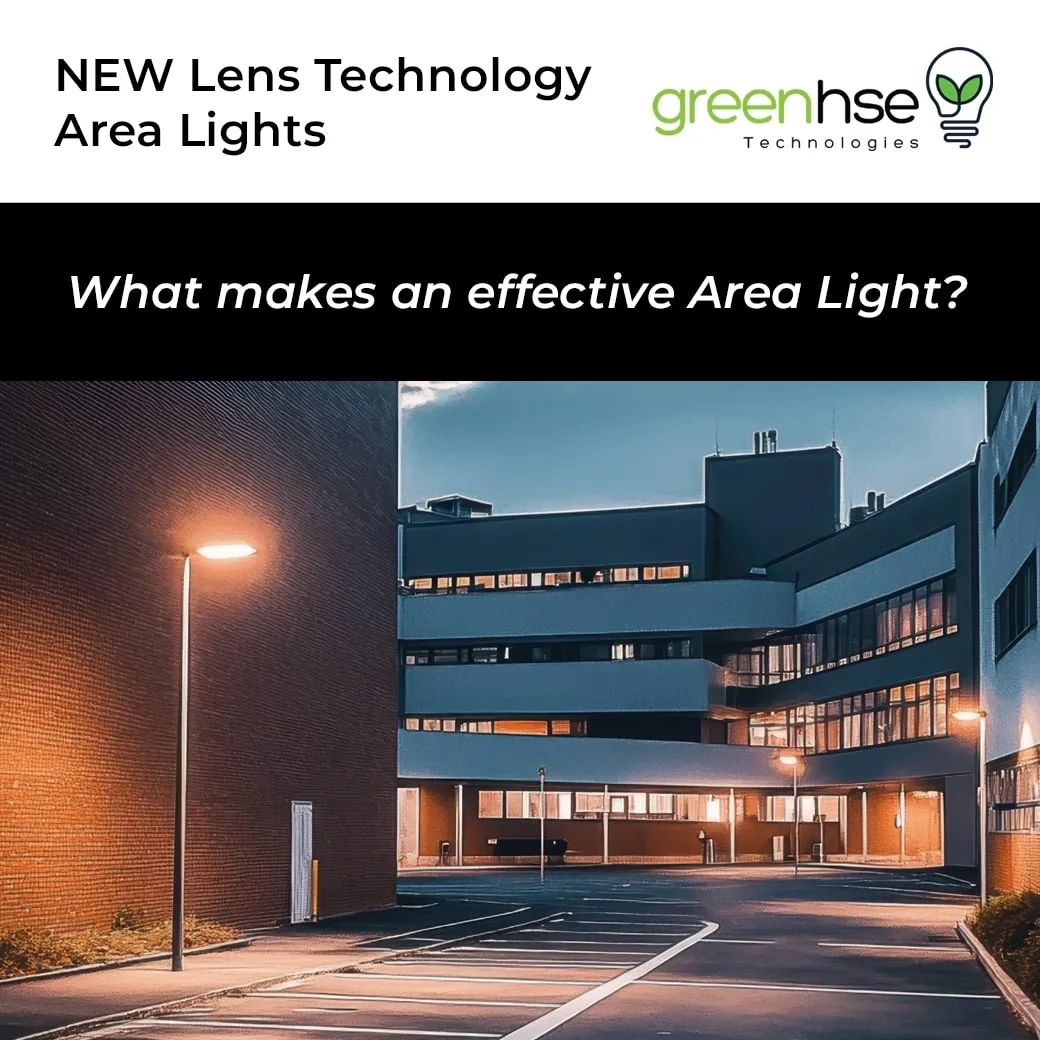 Greenhse LED area light illuminating a large outdoor space